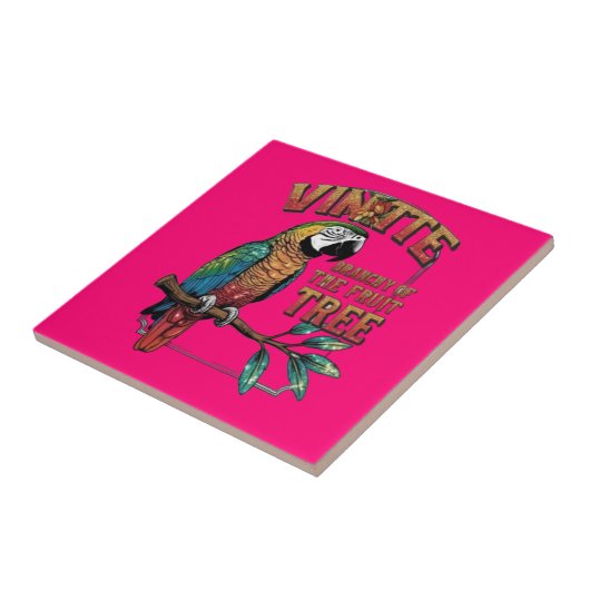 Zonovergoten schoonheid: papegaai in een tropische tegeltje (Zijkant)