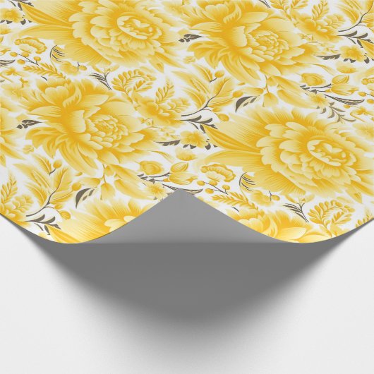 Zonovergoten sereniteit: een geel en wit bruiloft cadeaupapier (Hoek)