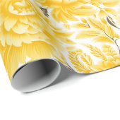 Zonovergoten sereniteit: een geel en wit bruiloft cadeaupapier (Rol Hoek)