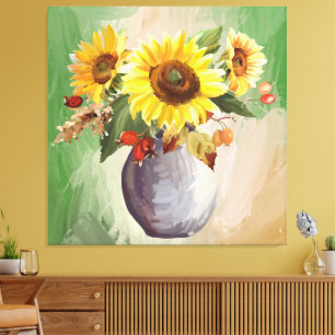 Zonovergoten Sereniteit: Zonnebloemen in Bloei Canvas Afdruk