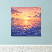 Zonovergoten Sfeer - Levendige Illustratie Kunstst Canvas Afdruk (Insitu (Houten vloer))