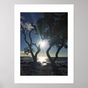 Zonovergoten Shore Hawaii Blauwe Kleur Fotografie Poster