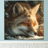 Zonovergoten Sneeuw Vos Rust Canvas Afdruk (Insitu (Houten vloer))