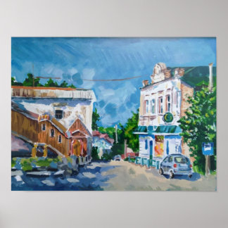Zonovergoten Straat Poster in Impressionistische S