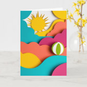 Zonovergoten strandbalcollage kaart (Gele Bloem)