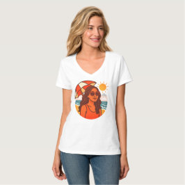 Zonovergoten stranddag | Paraplu Meisje Zomer 2025 T-shirt