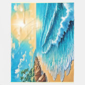 Zonovergoten strandgolven ontwerp fleece deken (Voorkant)