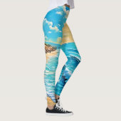 Zonovergoten strandgolven ontwerp leggings (Rechts)
