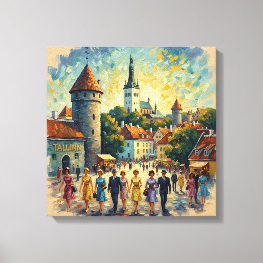 Zonovergoten Tallinn Oude Stad Plein Canvas Kunst (Voorkant)