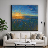 Zonovergoten tarweveld - Pastel Impressionisme Sty Poster