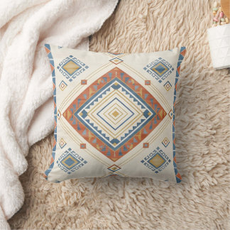 Zonovergoten Terracotta en Blauwe Woestijn Kilim Kussen
