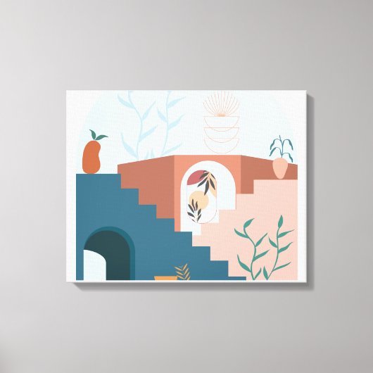 "Zonovergoten Terrassen – Moderne Abstracte Houten Canvas Afdruk (Voorkant)