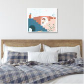 "Zonovergoten Terrassen – Moderne Abstracte Houten Canvas Afdruk (Insitu (Slaapkamer))