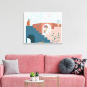 "Zonovergoten Terrassen – Moderne Abstracte Houten Canvas Afdruk (Insitu (Woonkamer))
