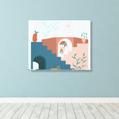 "Zonovergoten Terrassen – Moderne Abstracte Houten Canvas Afdruk (Insitu (Houten vloer))