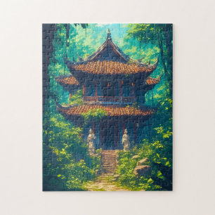 Zonovergoten Thais Huis in Weelderige Jungle Legpuzzel