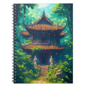 Zonovergoten Thais Huis in Weelderige Jungle Notitieboek