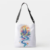 Zonovergoten toppen en stromende rivier crossbody tas (Achterkant)