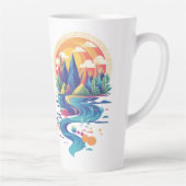 Zonovergoten toppen en stromende rivier latte mok (Rechts)