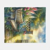 Zonovergoten Tuinpad Hek Scene Fleece Deken (Voorkant (Horizontaal))