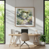 Zonovergoten Tuinpad met Rozenprieel Poster