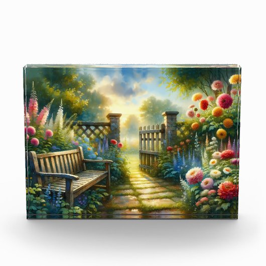 Zonovergoten Tuinpad Poort Scène Fotoblokken (Voorkant)