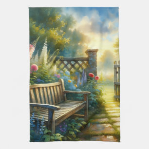 Zonovergoten Tuinpad Poort Scène Theedoek