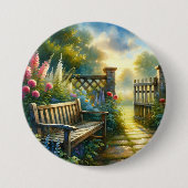 Zonovergoten Tuinpadhek Scene Ronde Button 7,6 Cm (Voorkant)