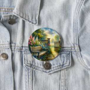 Zonovergoten Tuinpadhek Scene Ronde Button 7,6 Cm