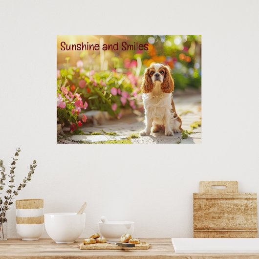 Zonovergoten tuinwandeling: Cavalier King Charles  Poster (Keuken)