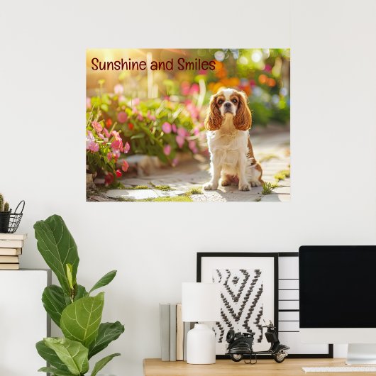 Zonovergoten tuinwandeling: Cavalier King Charles  Poster (Thuiskantoor)
