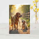 Zonovergoten Vaderdag Pups Kaart (Gele Bloem)