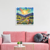 Zonovergoten Vaduz Alpenweide Landschap Canvas Kun Afdruk (Insitu (Woonkamer))