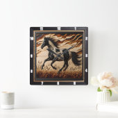 Zonovergoten verf: Houtkorrel Custom Trot Vierkante Klok (Huis)