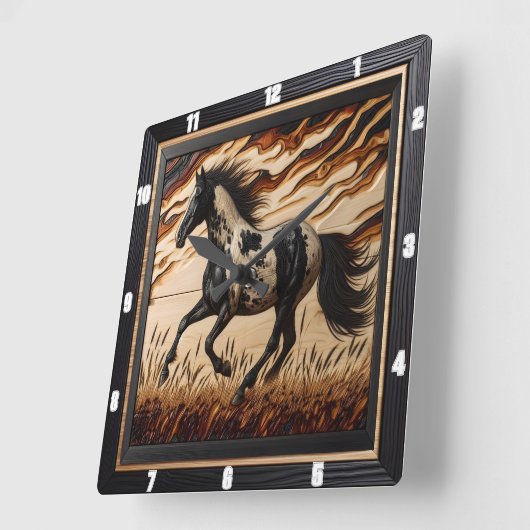 Zonovergoten verf: Houtkorrel Custom Trot Vierkante Klok (Hoek)