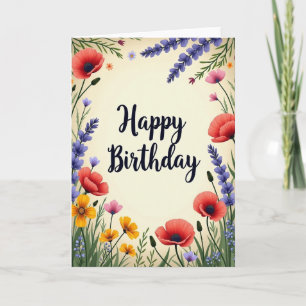 Zonovergoten Verjaardagskaart met Bloemen Kaart