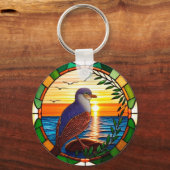 Zonovergoten Vogel Mozaïek Geschenk voor Natuurlie Sleutelhanger (Achterkant)