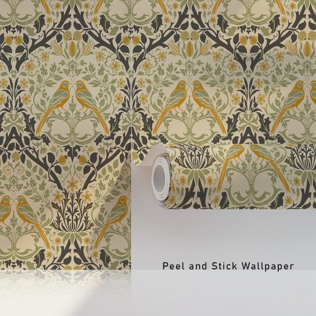 Zonovergoten vogels Art Nouveau achtergronden Behang (Creator heeft geüpload)