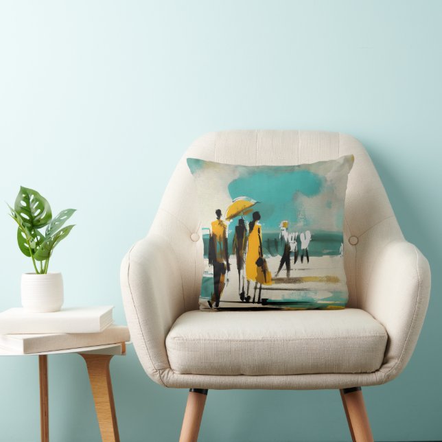 Zonovergoten Wandeling – Abstracte Figuren In Open Kussen (Stoel)