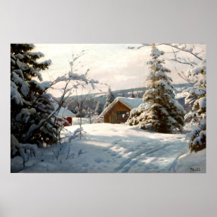 Zonovergoten winterlandschap door Peder Mork Monst Poster