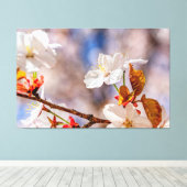 Zonovergoten Witte Sakura Bloesem en Sinaasappel B Canvas Afdruk (Insitu (Houten vloer))