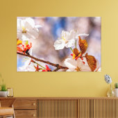 Zonovergoten Witte Sakurabloesem en Oranje Bladere Canvas Afdruk (Insitu (Woonkamer))