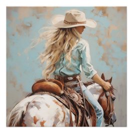 Zonovergoten Zadels: Cowgirl Wall Art Perfect Poster
