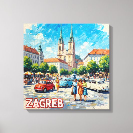 Zonovergoten Zagreb Kathedraal Promenade Canvas Afdruk (Voorkant)