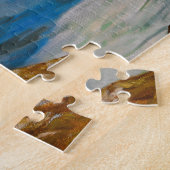 Zonovergoten zee met brekende golven legpuzzel (Zijkant)