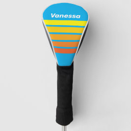 Zonovergoten zee over strepen met naam golfheadcover