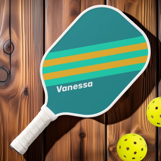 Zonovergoten Zee Strepen met Naam Pickleball Paddle