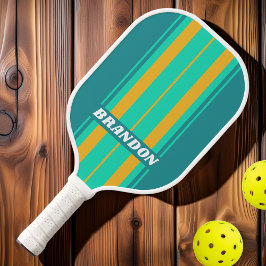 Zonovergoten zeeën bord strepen met naam pickleball paddle
