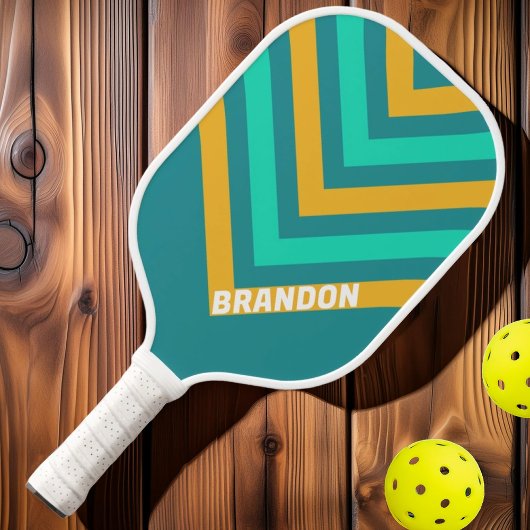 Zonovergoten Zeeen Chevron met Naam Pickleball Paddle
