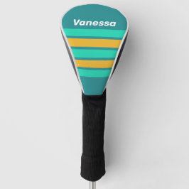 Zonovergoten zeeën over strepen met naam golfheadcover